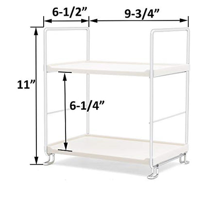 Plastic/Metal Freestanding Stackable Organizer Shelf,Bathroom Countertop Storage Shelf Cosmetic Organizer Holder Kitchen Spice Rack,2-Tier Standing Rack (Silver) - color: Silver
