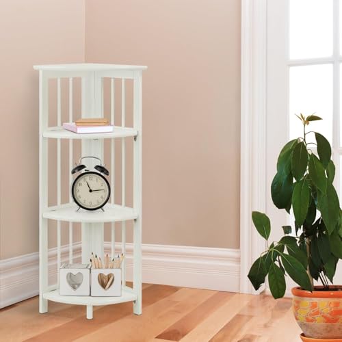Casual Home 4-Shelves Corner Folding Bookcase, White - color: White, size: 4-Shelf Corner