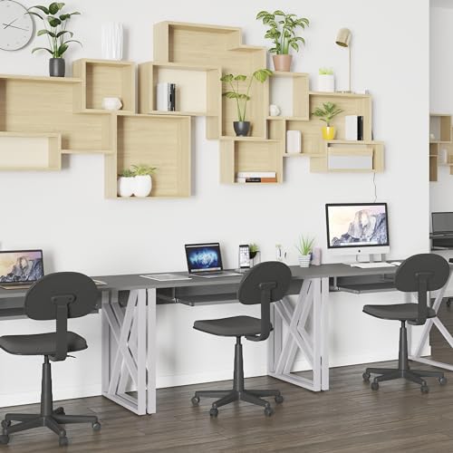 EMMA + OLIVER Black Home Office Desk | Cross-Brace Frame