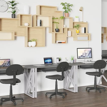 EMMA + OLIVER Black Home Office Desk | Cross-Brace Frame