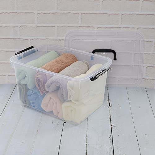 5 Liter Clear Storage Box, 4-Pack Plastic Latching Box with Lid | BPA-Free Plastic, Small Storage Bins, Plastic Storage Container, Dust-Proof Clear Design for Small Items - size: 5 L