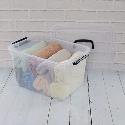 5 Liter Clear Storage Box, 4-Pack Plastic Latching Box with Lid | BPA-Free Plastic, Small Storage Bins, Plastic Storage Container, Dust-Proof Clear Design for Small Items - size: 5 L