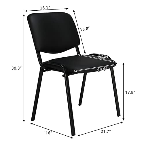 VINGLI 10-Pack Waiting Room Chairs, Stackable Chair for Office, Pu-Black | Stacking Chairs, Armless Church Chairs, Space-saving, Guest & Reception, Office Lobby, Business Hall - color: Pu-black, size: 10-pack