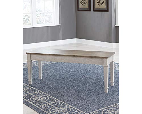 Signature Design by Ashley Skempton Farmhouse Storage Bench, Distressed Finish, Seat With Hidden Storage, Wood, 48" W x 15" D x 18.5" H, White & Light Brown