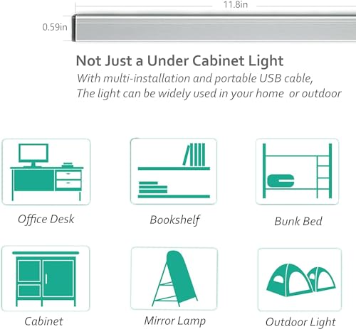 ASOKO 12 Inch Under Counter LED Lights Dimmable 5000K Plug in Desk 2Pack | ASOKO Under Cabinet LED Light Strip, Dimmable 5000K Plug in Counter Lighting for Kitchen Desk Shelf Display Case, 2Pack - color: Daylight White, size: 12Inch-2Pack