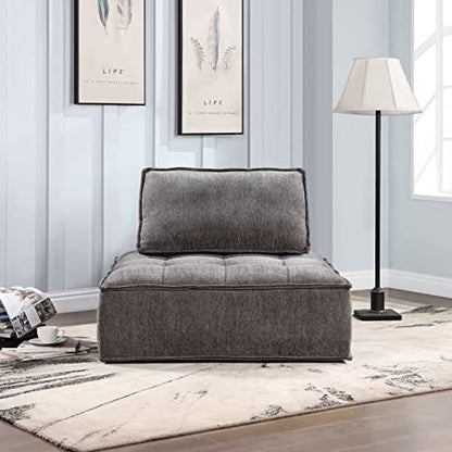 KEVINSPACE 41.3" Modular Sectional Sofa Couch, Armless Floor Chair with Black Legs and Pillow, Fabric Convertible Sofa, Variable Sectional Sofa for Living Room, Free Combination Gray Black - color: 41.3" Black