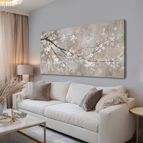 XIANSHOU Flowers Wall Art Plum Blossom Artwork Nature Wall Decor Canvas Prints Pictures Large Poster Arts 24"x48" - color: Brown, size: 48"L x 24"W