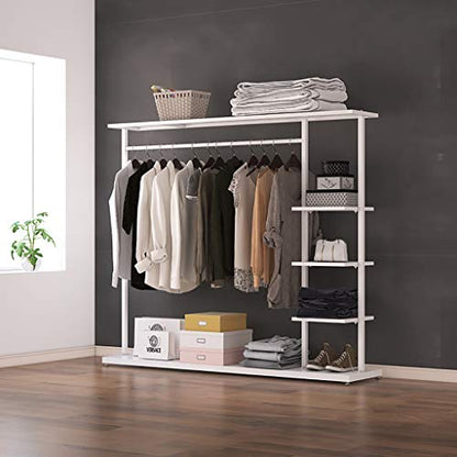 Heavy Duty Garment Rack with Shelves - Clothing Storage Unit for Commercial and Household Use, Standing Shelving for Organized Clothes - size: 120*40*155cm