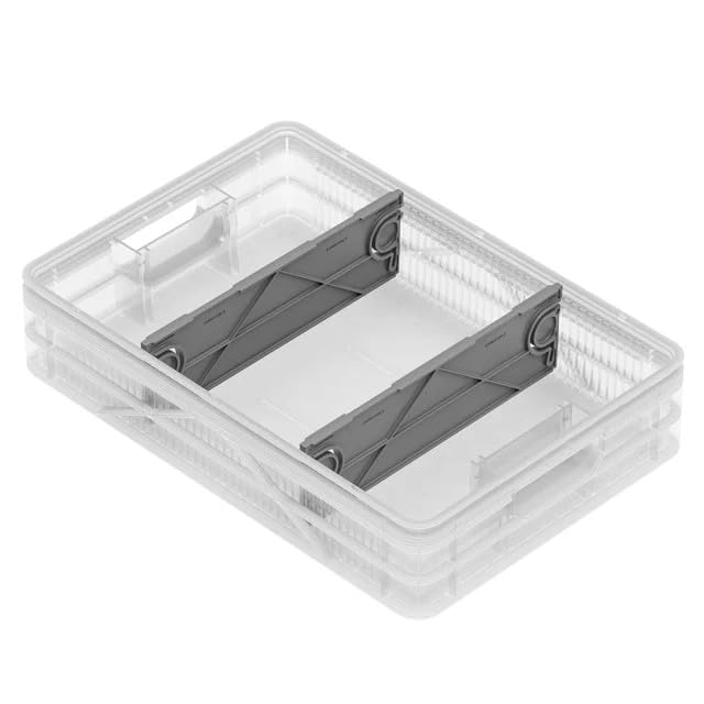 Quarter Crate 4-Pack Stackable Storage Bins, Clear | Polypropylene, 14 dividers included, 19.16x12.75x4.57 in, over 1000 lb stack, lids sold separately - color: Clear