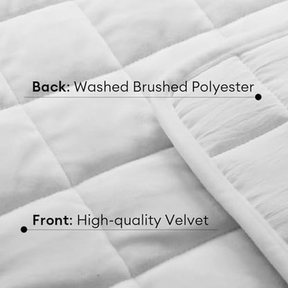 Velvet Quilt Super King Size, Luxury Soft Bedding Set, Lightweight Cozy Warm Quilted 3-Piece Velvet Coverlet Bedspread Sets with 2 Pillow Shams for All Season White - color: White, size: Super King(128"x120")