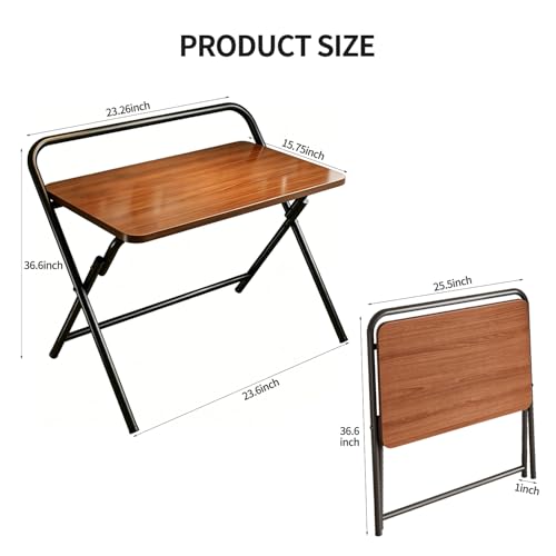 Folding Desk, Small Foldable Computer Desk, Small Table | No Assembly Required,Foldable,24 x 16 Inch,Dark Brown,Suitable for studying&working or dining - color: Dark Brown