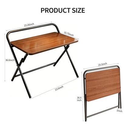Folding Desk, Small Foldable Computer Desk, Small Table | No Assembly Required,Foldable,24 x 16 Inch,Dark Brown,Suitable for studying&working or dining - color: Dark Brown