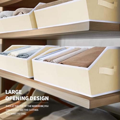 Organizer Bins Cube Storage - Trapezoid Storage Bin 6 Pack, Fabric Baskets for Organizing, Large Storage Basket for Shelves, Closet Organizers for Toys, Clothes, Towels (Beige) - color: Beige, size: Large -6 Pack