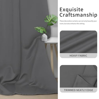 Easy-Going Blackout Curtains for Bedroom, Solid Thermal Insulated Grommet and Noise Reduction Window Drapes, Room Darkening Curtains for Living Room, 2 Panels (42x36 in, Grey) | Washable Grommet Top Window Drapes for Bedroom and Living Room, Noise Reducti
