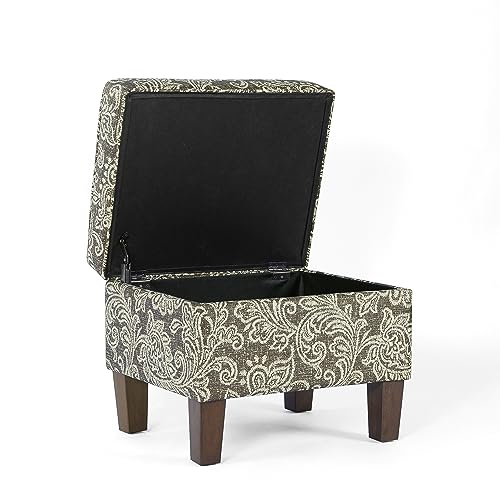 HomePop 22" Modern Rectangular Storage Ottoman - Brown Jacobean Print - color: Brown Jacobean Print