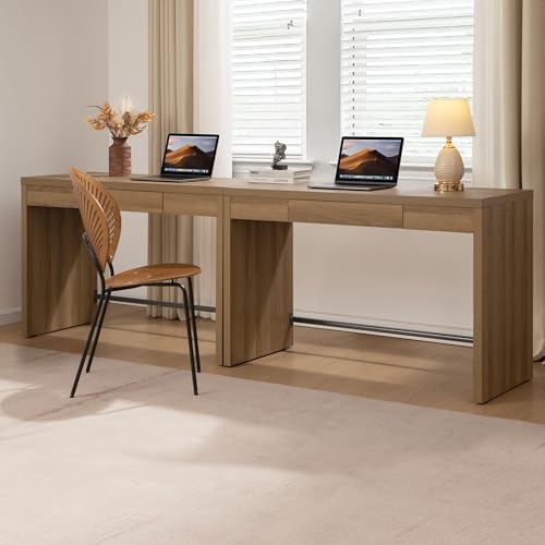 SICOTAS Computer Desk Writing Table, 47-Inch Wooden Study Desk for Bedroom | Farmhouse Home Office Desk with Drawer, Boho Makeup Vanity Table for Dormitory, Reclaimed Caramel Oak, 2 Pieces - color: Reclaimed Caramel Oak, size: 2 Pieces