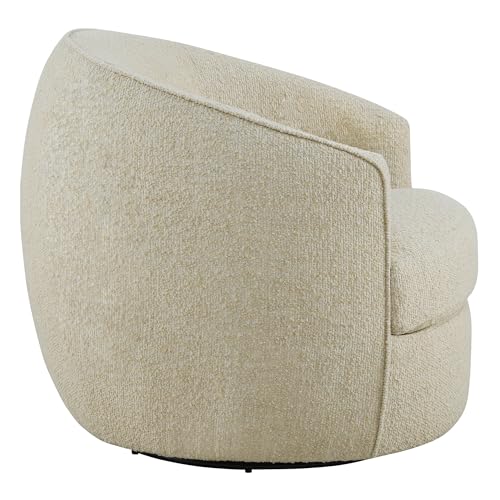CHITA Barrel Swivel Accent Chair, Wood Frame, Fully Assembled, Oatmeal | Modern Armchair with FSC Certified Wood Frame, Living Room Chair for bedroom & office, 31.5"Dx32.3"Wx28.7"H, 350 Lbs Capacity - color: Oatmeal - Fabric