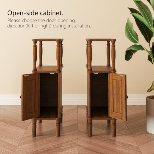 Veegle Narrow Nightstand,Skinny End Side Table (Walnut Brown) | Mid-Century Modern Night stand with Storage,Bedside Table for Bedroom and Living Room - color: Walnut Brown-narrow