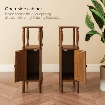 Veegle Narrow Nightstand,Skinny End Side Table (Walnut Brown) | Mid-Century Modern Night stand with Storage,Bedside Table for Bedroom and Living Room - color: Walnut Brown-narrow