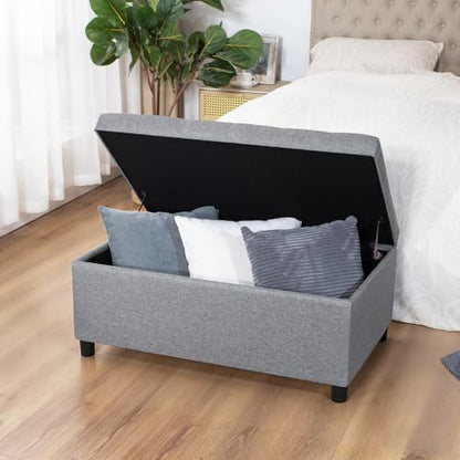 Rectangular Lift Top Storage Ottoman Bench,Linen Storage Bench for Living Room Entryway Bedroom,Linen Gray - color: Linen Gray