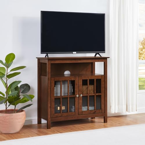 Convenience Concepts Big Sur Highboy TV Stand 36" - Modern Entertainment Center For TVs up to 40", Storage Cabinet for Dining, Living Room, & Entryway, Console Hall Table with Shelves, Dark Walnut - color: Dark Walnut