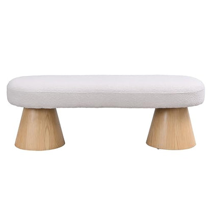 49" Upholstered Dining Bench Boucle Ottoman, End of Bed Entryway Benches, Modern Dining Bench Shoe Stool for Indoor Bedroom Living Dining Room 300 LBS Weight Capacity (49" Beige) - color: 49" Beige