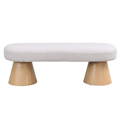 Christopher Knight Home Manila 49" Oval Dining Bench, Boucle Ottoman Bench, Large Dining Chair, Comfort Kitchen Seating, Comfort Long Footstool for Living Room Dining Room, No Assembly Needed, Beige - color: Beige/49"