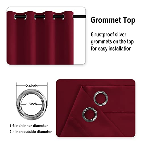 DWCN Blackout Curtains with Tiebacks - Christmas Thermal Insulated Privacy Protection Grommet Window Curtains for Living Room Bedroom, 38 x 45 inch Length, Burgundy, Set of 2 Panels - color: Burgundy, size: 38"W x 45"L (Pack of 2)