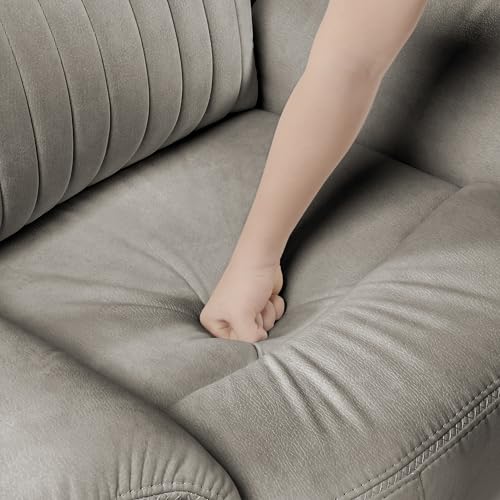 Lexicon Polished Microfiber Wall Hugger Manual Double Reclining Sofa, Dove | 86"W Upholstered 3 Seater Manual Sofa Recliner for Living Room/Apartment, Tool Free Assembly - color: Dove, size: Reclining Sofa