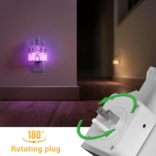 L LOHAS LED 3D Castle 야간 조명 벽에 꽂기, 황혼에서 새벽까지 야간 조명 | 아동용 컬러 LED 야간 조명, 어린이 방 침실 욕실 복도용 조도 조절 가능한 야간 조명, 1팩 - color: 성 - 멀티컬러