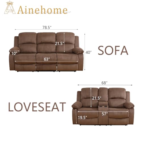 A Ainehome Living Room Furniture Set Leather Recliner Sofa Set Loveseat Chair Furniture Sofa Set for Living Room/Small Space/Rv/House/Office/Theater Seating (A-Taupe Brown Corduroy,Sofa+Loveseat) - color: A-taupe Brown Corduroy, size: Sofa+Loveseat