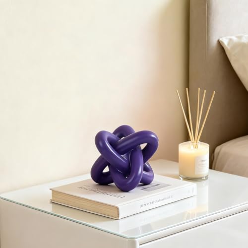 DOVDOV Purple Knot Sculpture, Triple Knot Statue, Purple Home Decor, Perfect for accenting Rustic-Style Coffee Tables, Living Room TV Stands, Dining Tables, and entryway Shelves. - color: Purple