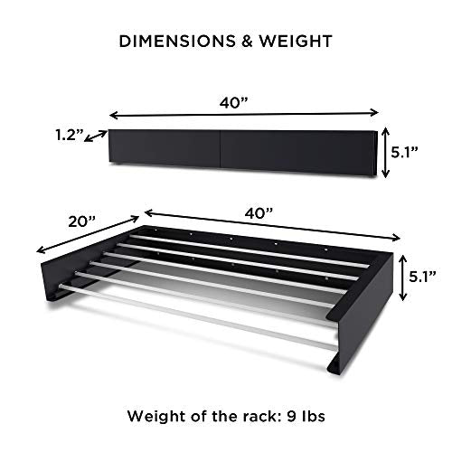 Step Up Laundry Drying Rack, Wall Mounted, Retractable Clothes Drying Rack, 60lbs Capacity, 20 Linear Ft, with Wall Template and Long Screwdriver Bit (40" White) - color: White, size: 40" Wide