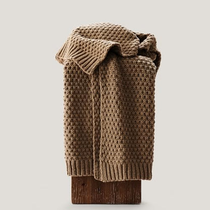EVERGRACEHOME Chunky Chenille Knit Throw Blanket, 60 x 80, Camel Brown | Sculpted Moss Stitch, Chic Modern Farmhouse, All-Season Warmth, OEKO-TEX® Certified, Elegant Blanket for Couch, Bed, Sofa - color: Camel Brown, size: 60" X 80"