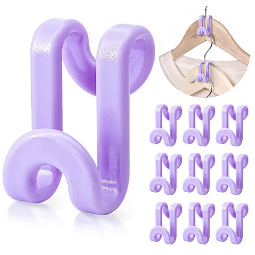 Mlici 60 Pcs Space Saving Hanger Connect Hooks for Closet Organizer, Purple | Clothes Hanger Connector Hooks, College Dorm Essentials, for Closet Organizer and Storage, Heavy Duty, Up to 11 lbs - color: Purple
