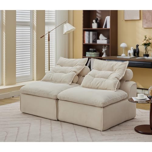 Apartment, Modular Sofa,Chair,2 Seats,Fabric,Upholstered,Soft,Lumbar Pillow, with backrest,Reading Nook, Living Room, Lounge,No Armrests,66 * 37.9 * 33''
