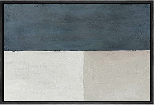 SIGNWIN Framed Canvas Print Wall Art Blue Gray Pastel Color Field Square Abstract Shapes Illustrations Modern Art Decorative Contemporary Minimal for Living Room, Bedroom, Office - 16"x24" Black - color: A11-02-m492, size: 24"L x 16"W