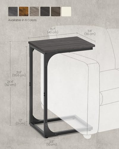 VASAGLE C-Shaped End Table, Small Sofa Side Table with Metal Frame | for Couch, Living Room, Bedroom, Bedside, Misty Gray and Black, BARNET Collection ULET350B68 - color: Misty Gray + Black