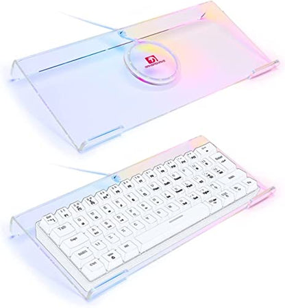 Acrylic Computer Keyboard Holder, 366 Kinds RGB Compact Tray, Gaming USB Interface Titled Stand, Ergonomic Typing Clear Riser for Office Desk, PC