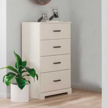 Signature Design by Ashley Stelsie Tall Dresser, White Chest with Four Smooth‑Gliding Drawers, Storage Furniture for Bedroom or Closet, 30.24" W x 46.34" H - color: White, style: Chest of Drawers