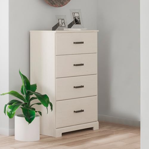 Signature Design by Ashley Stelsie Tall Dresser, White Chest with Four Smooth‑Gliding Drawers, Storage Furniture for Bedroom or Closet, 30.24" W x 46.34" H - color: White, style: Chest of Drawers