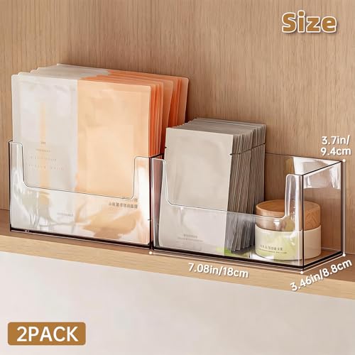 PAVSTINE 2 Pack Clear Medicine Cabinet Organizer, Slim Open Face Mask Storage Box for Sheet Masks and Skincare, Space-Saving Makeup Holder for Bathroom, Vanity, Countertop - size: U-shaped Clear
