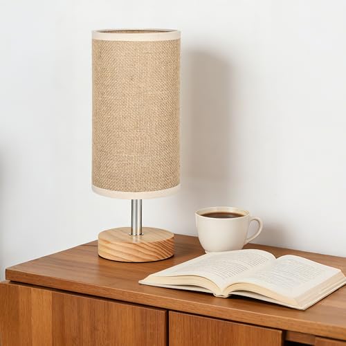 Bedside Table Lamps, Table Lamp for Bedroom, Lamps for Night Stands with Linen Lampshades, Small Table Lamp for Living Room, Office (Bulb Excluded) (Brown) - color: Brown
