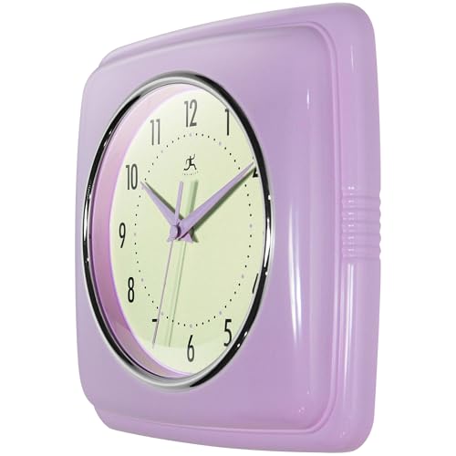Infinity Instruments Square Retro Wall Clock, Lavender, 9.25" - color: Lavender