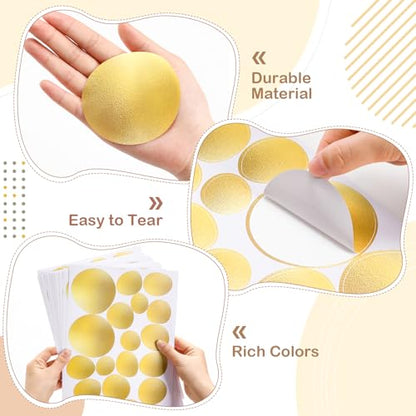 TaoBary 15 Sheet 300 Pcs Irregular Polka Dot Boho Wall Decals,Gold | Removable Modern Vinyl Boho Wall Stickers Terrazzo Pattern for Playroom Bedroom - color: Gold