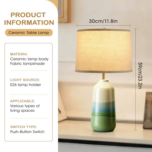 Misty Gradient Ceramic Eye-Caring SoftGlow Lamp with 3-Color Dimmable and Exquisite Round Shell for Room