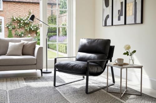 1-Pack Accent Chairs, PU Leather Living Room Chair, Black | Comfy Armchairs, Upholstered Lounge Armchair, Removable Seat Cushion, Black Metal Frame, For Reading Room, Bedroom, Balcony - color: Black-black Legs, size: 1PC