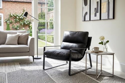 1-Pack Accent Chairs, PU Leather Living Room Chair, Black | Comfy Armchairs, Upholstered Lounge Armchair, Removable Seat Cushion, Black Metal Frame, For Reading Room, Bedroom, Balcony - color: Black-black Legs, size: 1PC
