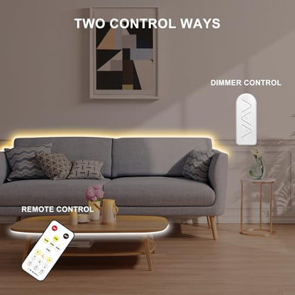 Tatazone 16.4ft Tunable White COB Led Strip Light with RF Remote, CRI93+ Dimmable CCT 2700K-6500K Led Tape Lights, Adhesive 3PIN Dual Color Led COB Light Strip for Bedroom, Kitchen, Cabinet - size: 16.4ft