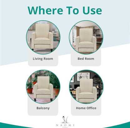 Naomi Home Landon Modern Reclining Accent Chair for Living Room | Recliner Chair with Enhanced Back Support, Wide Seat, Thick Cushioning | Recliner for Small Spaces - color: Cream, style: Recliner
